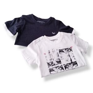 Buffalo David Bitton Bundle of Two Boys T-Shirts- Charcoal Gray & White Graphic